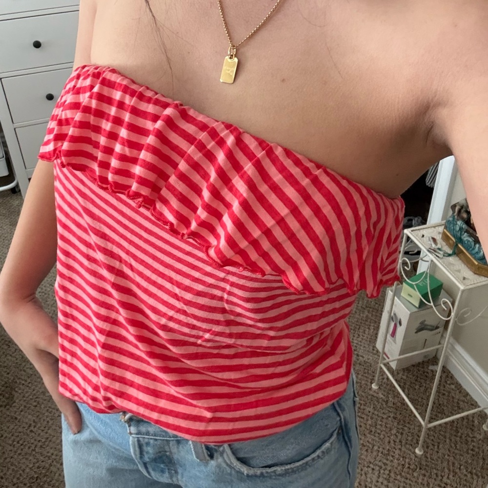 Y2K Vintage Old Navy Women’s Striped Coral Tube Top